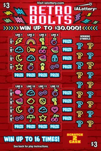 NEW!Retro Bolts scratch-off ticket