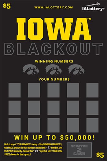 NEW!IOWA™ BLACKOUT scratch-off ticket