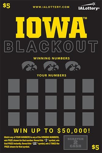 NEW!IOWA™ BLACKOUT scratch-off ticket