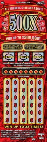 NEW!500X scratch-off ticket