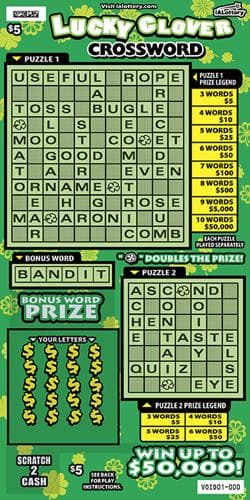 NEW!Lucky Clover Crossword scratch-off ticket