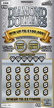 NEW!Diamond Dollars scratch-off ticket