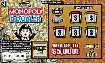 NEW!MONOPOLY DOUBLER scratch-off ticket