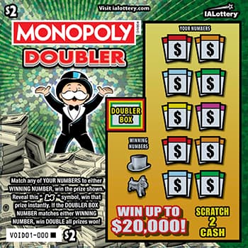 NEW!MONOPOLY DOUBLER scratch-off ticket