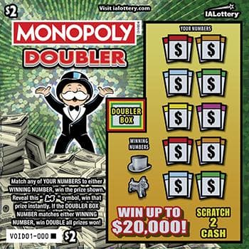 NEW!MONOPOLY DOUBLER scratch-off ticket