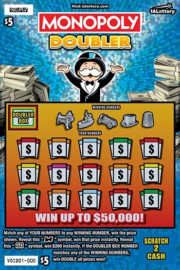 NEW!MONOPOLY DOUBLER scratch-off ticket