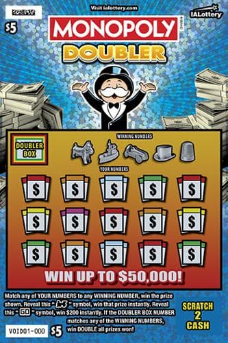 NEW!MONOPOLY DOUBLER scratch-off ticket