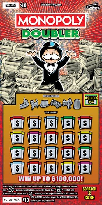 NEW!MONOPOLY DOUBLER scratch-off ticket