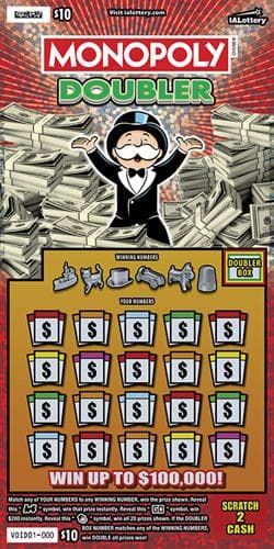 NEW!MONOPOLY DOUBLER scratch-off ticket