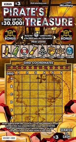 NEW!Pirate's Treasure scratch-off ticket