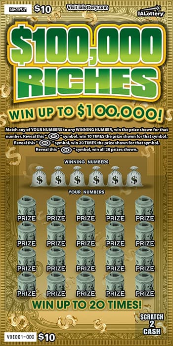 NEW!$100,000 Riches scratch-off ticket