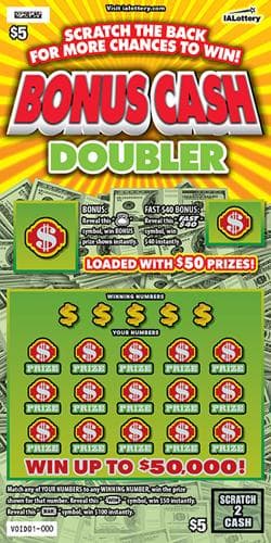 NEW!Bonus Cash Doubler scratch-off ticket
