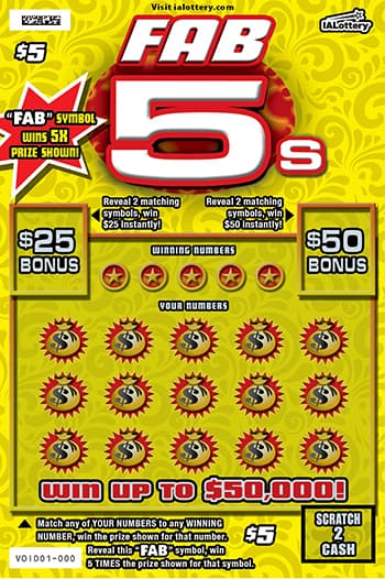 NEW!Fab 5s scratch-off ticket