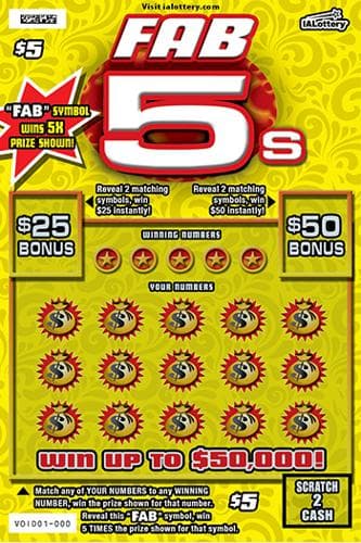 NEW!Fab 5s scratch-off ticket
