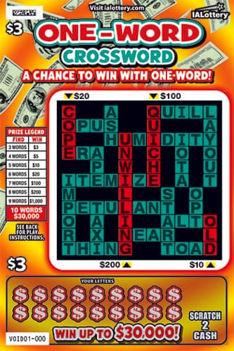 NEW!One-Word Crossword scratch-off ticket