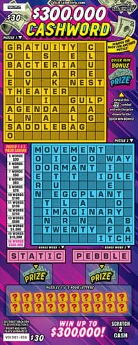 NEW!$300,000 Cashword scratch-off ticket