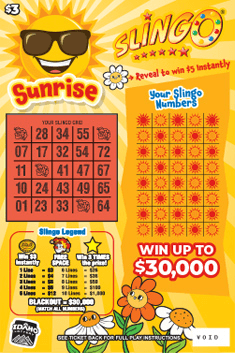 Sunrise Slingo scratch-off ticket