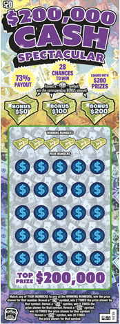 $200,000 Cash Spectacular scratch-off ticket