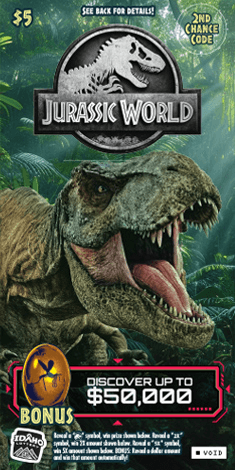 JURASSIC WORLD scratch-off ticket
