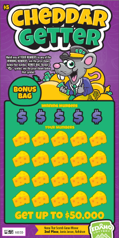 Cheddar Getter scratch-off ticket
