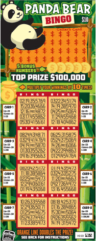 Panda Bear Bingo scratch-off ticket