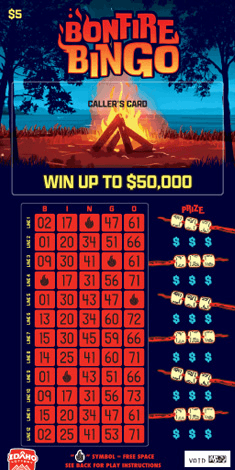 Bonfire Bingo scratch-off ticket