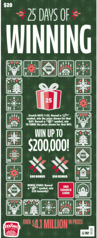 25 Days Of Winning scratch-off ticket
