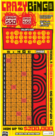 Crazy Bingo scratch-off ticket