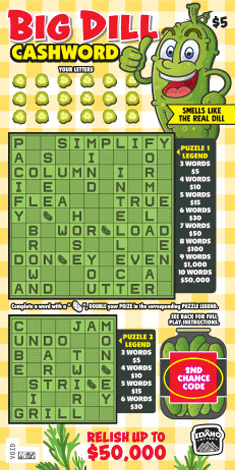 Big Dill Cashword scratch-off ticket