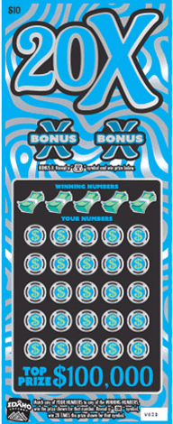 20X Multiplier scratch-off ticket