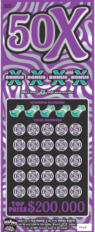 50X Multiplier scratch-off ticket