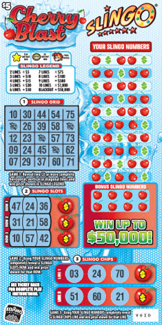 Cherry Blast Slingo scratch-off ticket