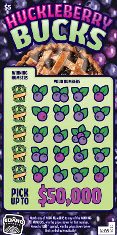 Huckleberry Bucks scratch-off ticket