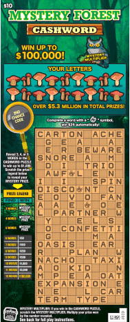 Mystery Forest Cashword scratch-off ticket