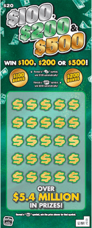 $100, $200 & $500 scratch-off ticket