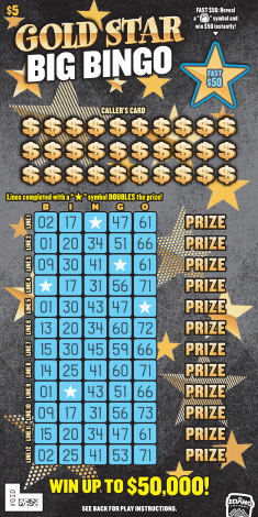 Gold Star Big Bingo scratch-off ticket