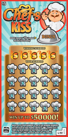 Chef's Kiss scratch-off ticket