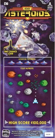 Asteroids scratch-off ticket