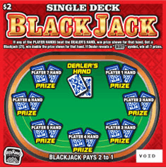 Single Deck Blackjack 2026 scratch-off ticket
