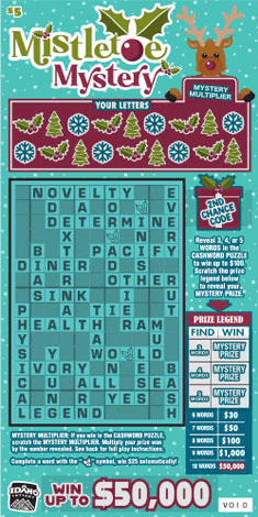 Mistletoe Mystery scratch-off ticket
