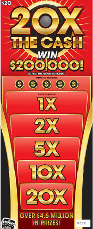 20X The Cash scratch-off ticket