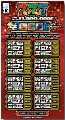 Triple 777 scratch-off ticket