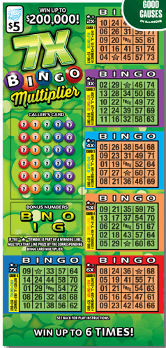 7X Bingo Multiplier scratch-off ticket