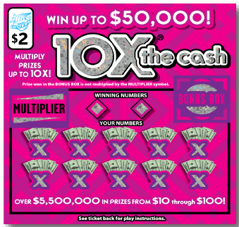 10X the Cash scratch-off ticket