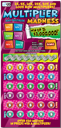 Multiplier Madness scratch-off ticket