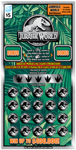 Jurassic Park scratch-off ticket