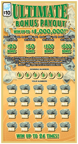 Ultimate Bonus Payout logo scratch-off ticket