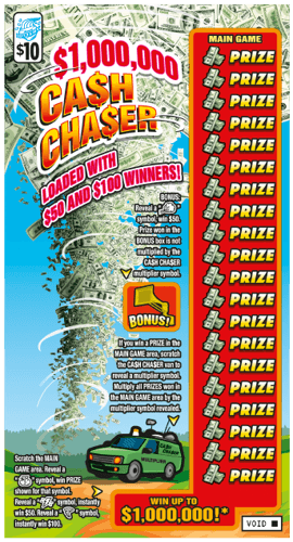 1,000,000 Ca$h Cha$er scratch-off ticket