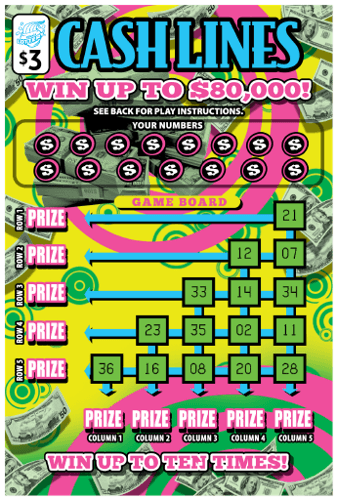Cash Lines scratch-off ticket