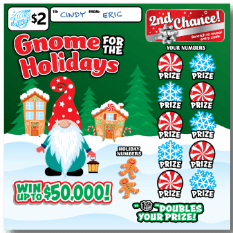 Gnome for the Holidays scratch-off ticket
